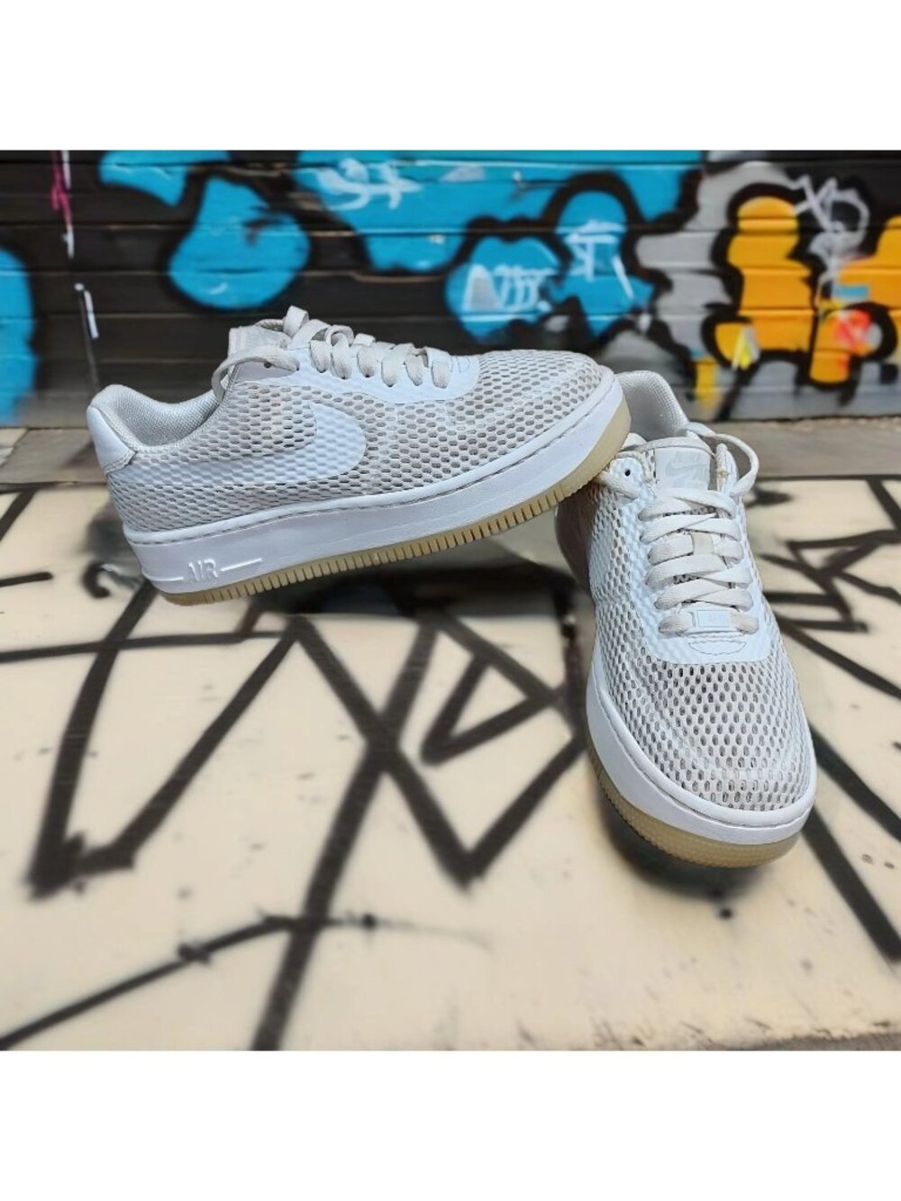 Nike Air Force 1 Upstep SI Particle Rose Athletic Shoes Womens 7.5 White Mesh